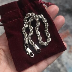 UNISEX 14KT WHITE GOLD OVERLAY ROPE BRACELET